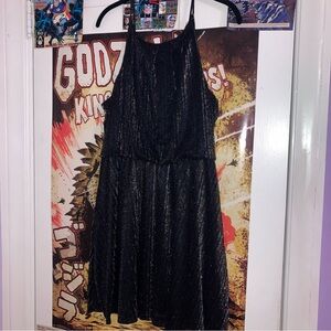 Row A Metallic Keyhole Back Mini Party Dress